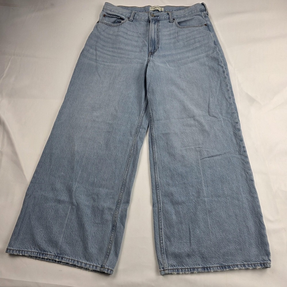 Abercrombie & Fitch The Wide Leg Jeans Womens 12S Light Wash Blue High Rise